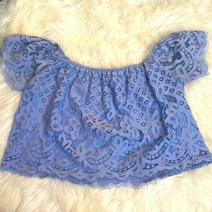 Baby blue off the shoulder